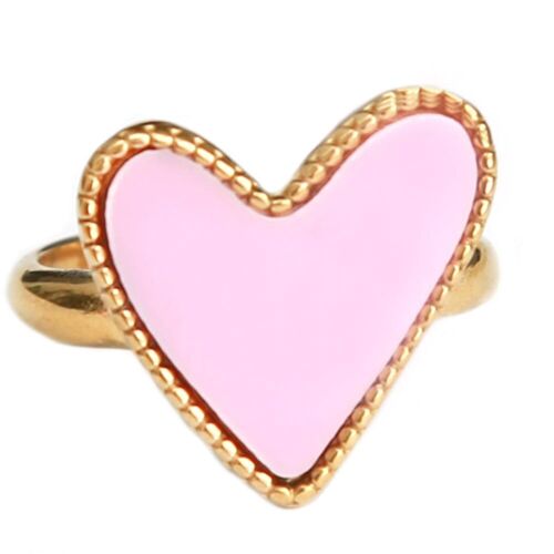 Gouden ring dots heart pink