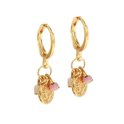 Gold earrings coin pastel
