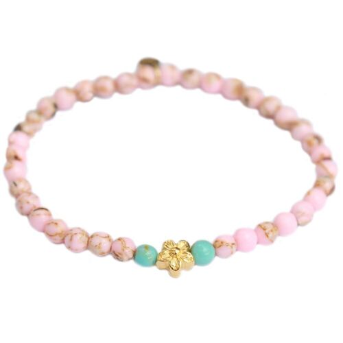 Armband pink stone flower gold