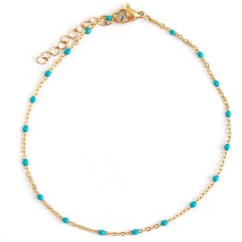 Bracelet de cheville petits points bleu