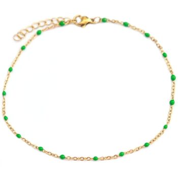 Bracelet de cheville petits points vert 1