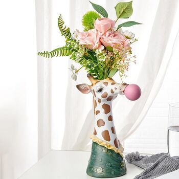 Vase à fleurs en résine - Vase à fleurs animaux mignons - Girafe - Décoration d'intérieur 12