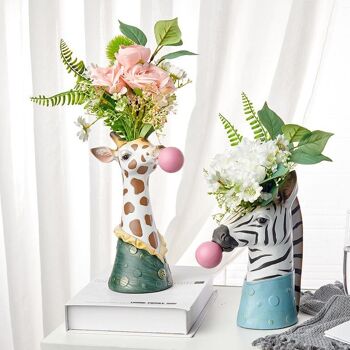 Vase à fleurs en résine - Vase à fleurs animaux mignons - Girafe - Décoration d'intérieur 13