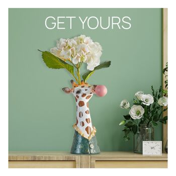Vase à fleurs en résine - Vase à fleurs animaux mignons - Girafe - Décoration d'intérieur 9