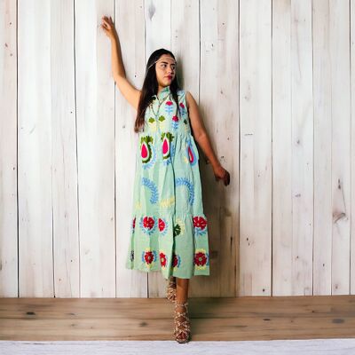 Abito Boho in cotone senza maniche