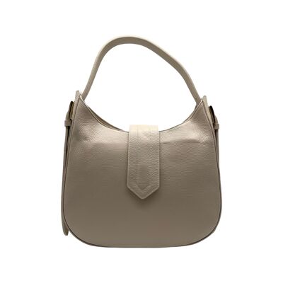 BORSA A TRACOLLA ERICA IN PELLE GRANATA BEIGE