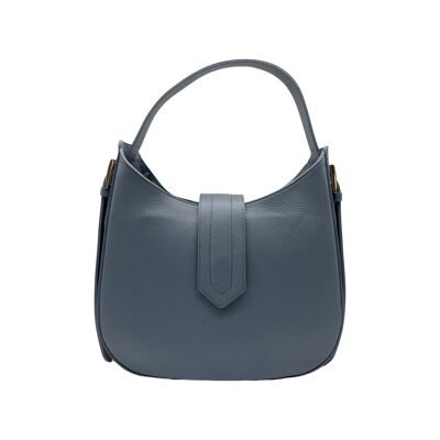 ERICA GRAINED LEATHER SHOULDER BAG BLUE JEANS