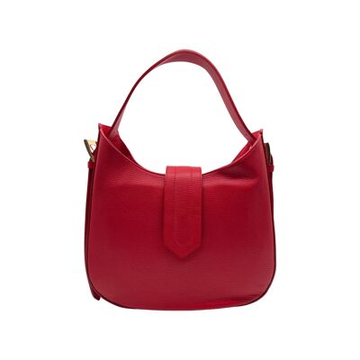 ERICA GRAINED LEATHER SHOULDER BAG RED