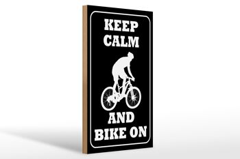 Panneau en bois disant 20x30cm Keep Calm and Bike on 1