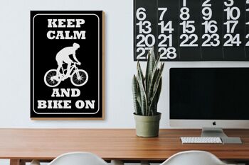 Panneau en bois disant 20x30cm Keep Calm and Bike on 3