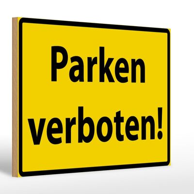 Letrero de madera señal de advertencia 30x20cm estacionamiento prohibido amarillo