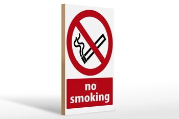 Panneau d'avertissement en bois 20x30cm Interdiction de fumer 1