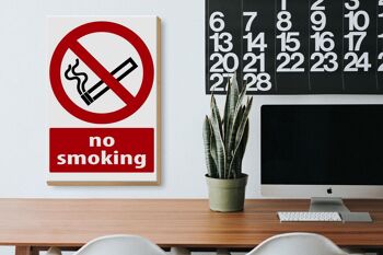 Panneau d'avertissement en bois 20x30cm Interdiction de fumer 3