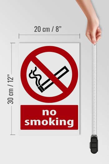Panneau d'avertissement en bois 20x30cm Interdiction de fumer 4