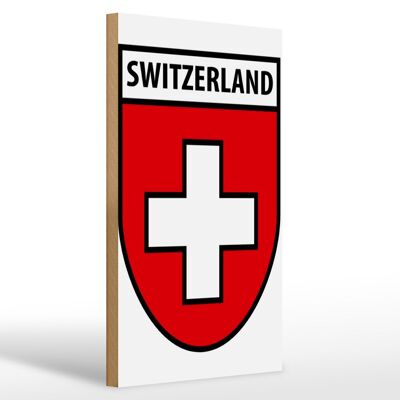 Letrero de madera bandera 20x30cm Suiza Escudo de armas de Suiza