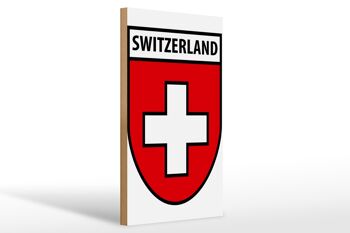 Drapeau en bois 20x30cm Suisse Blason de la Suisse 1