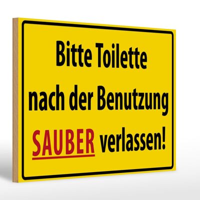 Wooden sign 30x20cm toilet after use