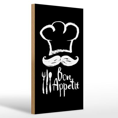 Cartel de madera comida 20x30cm Bon Appetit Restaurant b/n