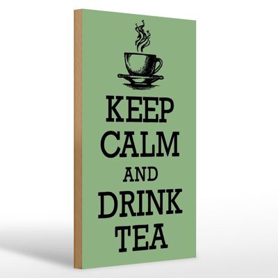 Cartello in legno con scritta "Mantieni la calma e bevi il tè" 20x30 cm