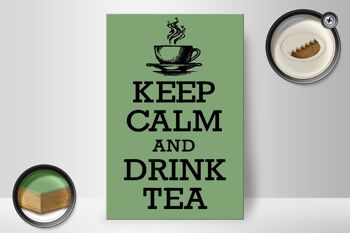 Panneau en bois disant 20x30cm Keep Calm and Drink Tea 2