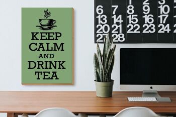 Panneau en bois disant 20x30cm Keep Calm and Drink Tea 3