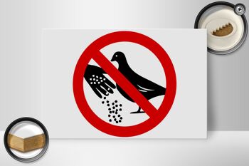 Panneau d'avertissement en bois 30x20cm Ne pas nourrir les pigeons 2