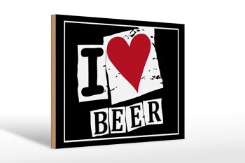 Panneau en bois 30x20cm I Love Beer (coeur) 1