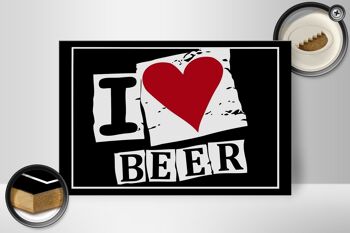 Panneau en bois 30x20cm I Love Beer (coeur) 2