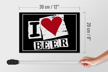 Panneau en bois 30x20cm I Love Beer (coeur) 4