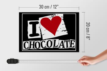 Panneau en bois disant 30x20cm I Love Chocolate (coeur) 4