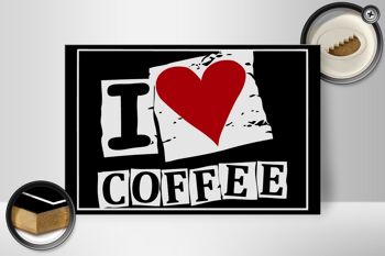 Panneau en bois café 30x20cm I love Coffee (coeur) 2