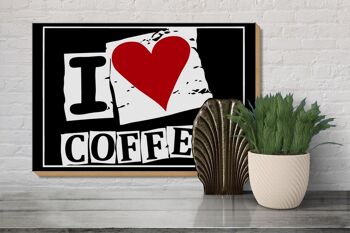Panneau en bois café 30x20cm I love Coffee (coeur) 3