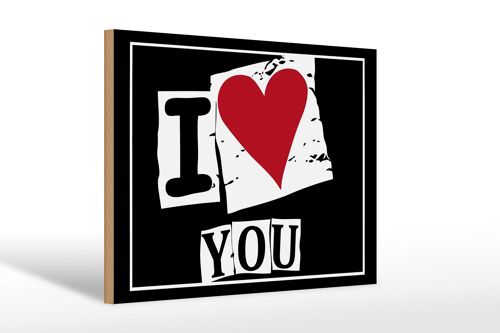 Holzschild Spruch 30x20cm I Love You (Herz)