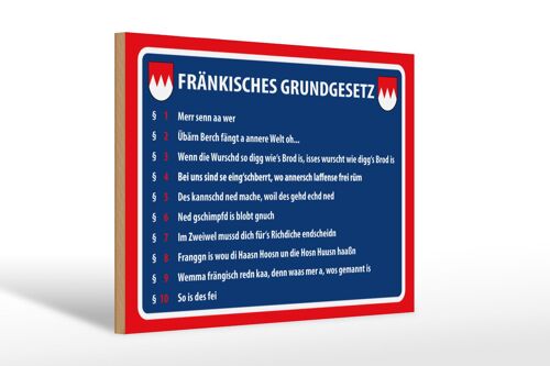 Holzschild Spruch 30x20cm Fränkisches Grundgesetz