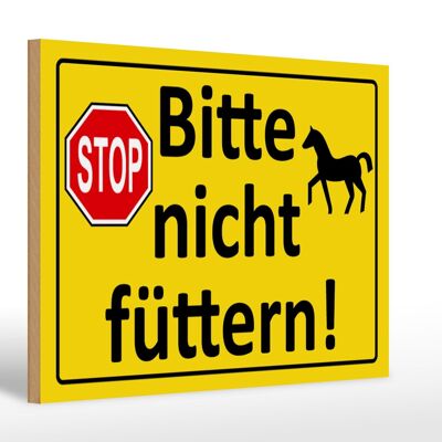 Wooden sign prohibition sign 30x20cm Stop Please do not feed