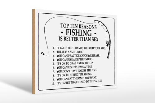 Holzschild Angeln 30x20cm Top 10 reasons Fishing is better