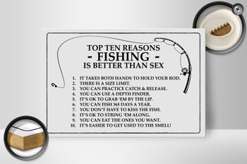Panneau en bois pêche 30x20cm Top 10 raisons de pêcher c'est mieux 2