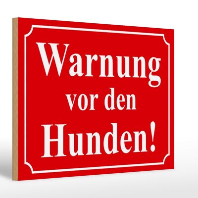 Panneau d'avertissement en bois 30x20cm Panneau rouge d'avertissement des chiens