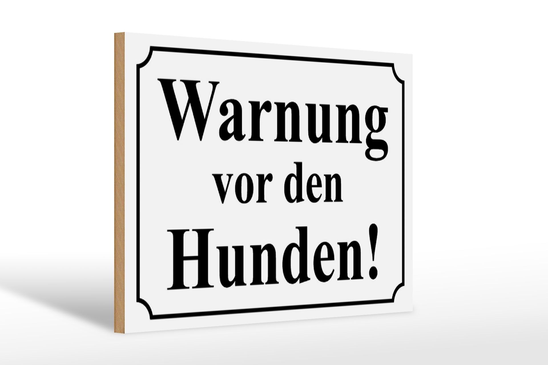 Panneau en bois avis 30x20cm avertissement concernant les chiens (n/b)