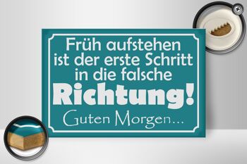 Panneau en bois disant 30x20cm Lève-toi tôt, premier pas 2