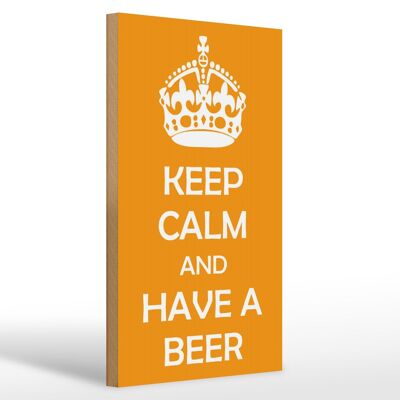 Cartello in legno con scritta "Keep Calm and have a beer" 20x30 cm