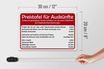 Panneau en bois indiquant un tableau de prix de 30x20 cm pour information 4