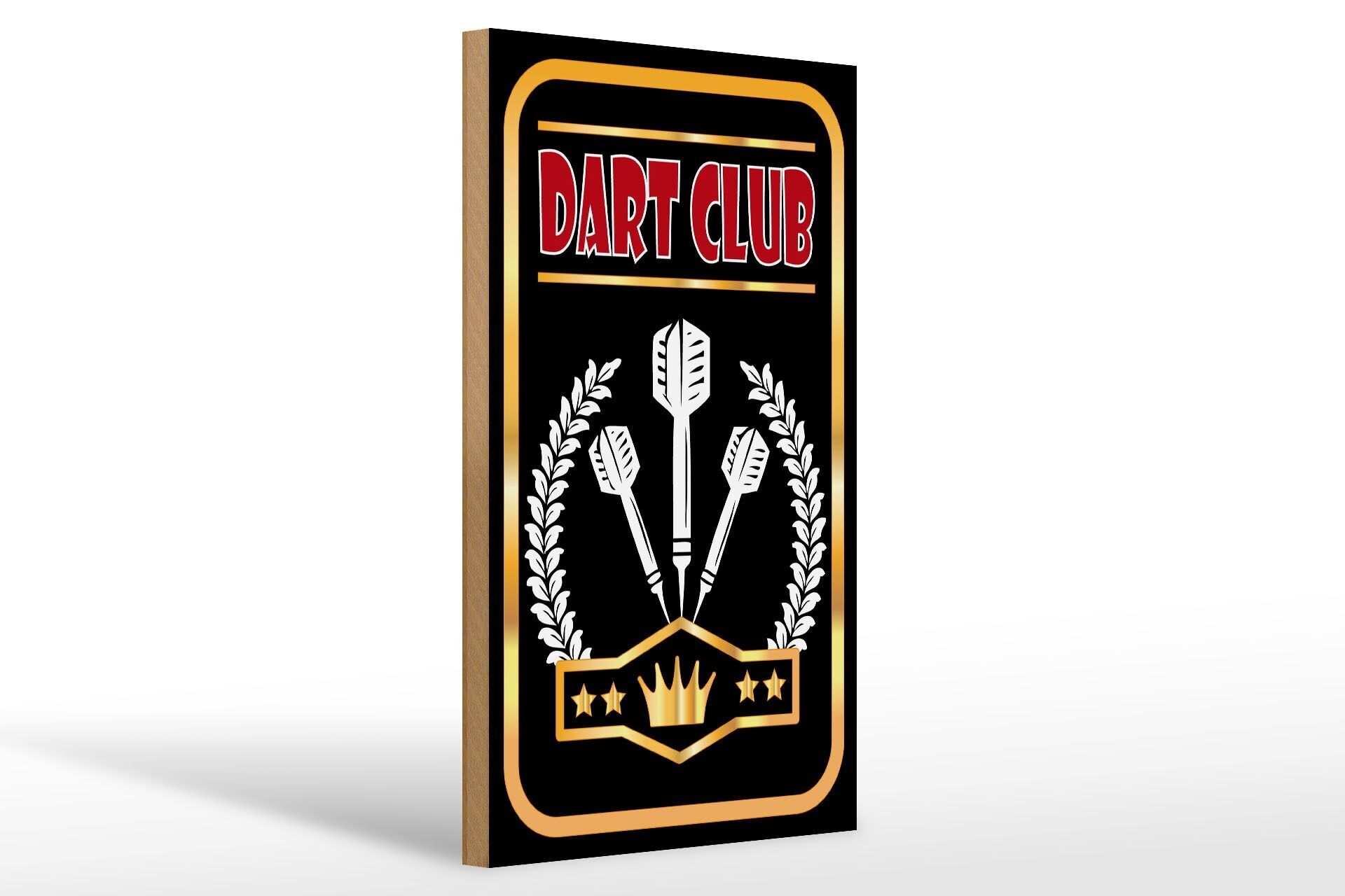 Cartello in legno Dart Club 20x30 cm Re gioco di freccette regalo divertente
