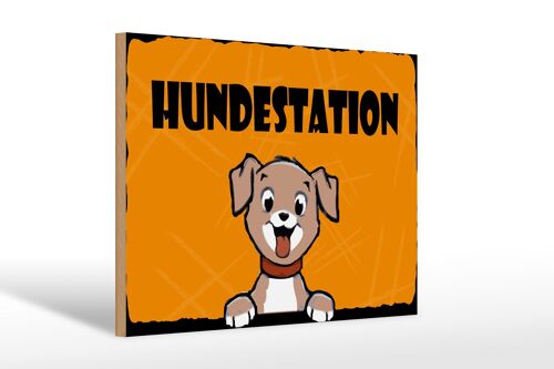 Holzschild Hund 30x20cm Hundestation Wanddeko