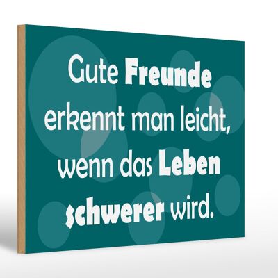 Cartel de madera con texto Good Friends 30x20cm verde