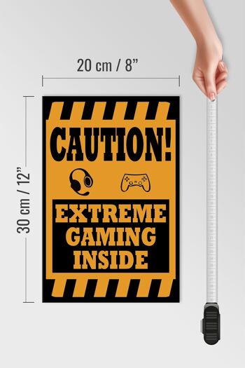 Panneau en bois note 20x30cm Coution extreme gaming intérieur 4