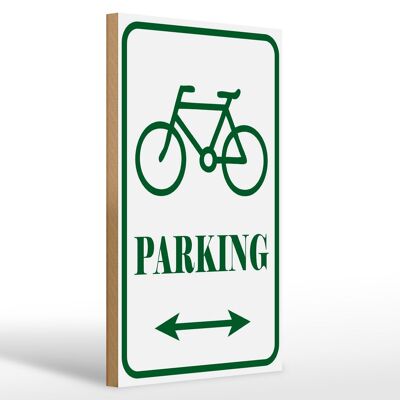 Cartello in legno avviso parcheggio bici 20x30 cm bianco-verde