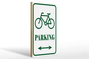 Panneau en bois signalétique 20x30cm parking vélo blanc-vert 1