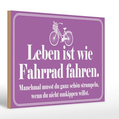 Holzschild Spruch 30x20cm Leben ist wie Fahrrad fahren