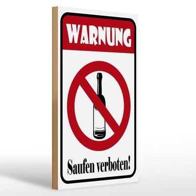 Cartel de madera aviso 20x30cm advertencia prohibido beber